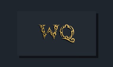 Lüks harfler WQ logo tasarımı. Restoran, Kraliyet, Butik, Otel, Heraldik, Mücevher, Moda ve diğer vektör illüstrasyonları için kullanılacak