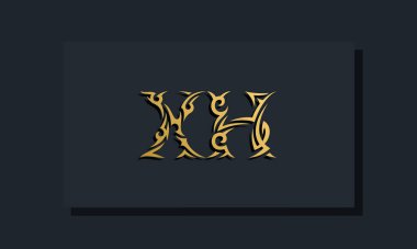 Lüks ilk harfler XH logo tasarımı. Restoran, Kraliyet, Butik, Otel, Heraldik, Mücevher, Moda ve diğer vektör illüstrasyonları için kullanılacak
