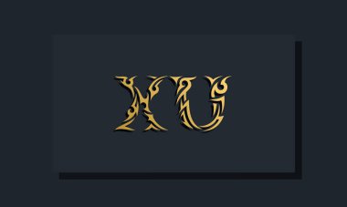 Lüks ilk harfler XU logo tasarımı. Restoran, Kraliyet, Butik, Otel, Heraldik, Mücevher, Moda ve diğer vektör illüstrasyonları için kullanılacak