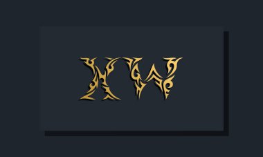 Lüks ilk harfler XW logo tasarımı. Restoran, Kraliyet, Butik, Otel, Heraldik, Mücevher, Moda ve diğer vektör illüstrasyonları için kullanılacak