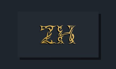 Lüks baş harfler ZH logo tasarımı. Restoran, Kraliyet, Butik, Otel, Heraldik, Mücevher, Moda ve diğer vektör illüstrasyonları için kullanılacak
