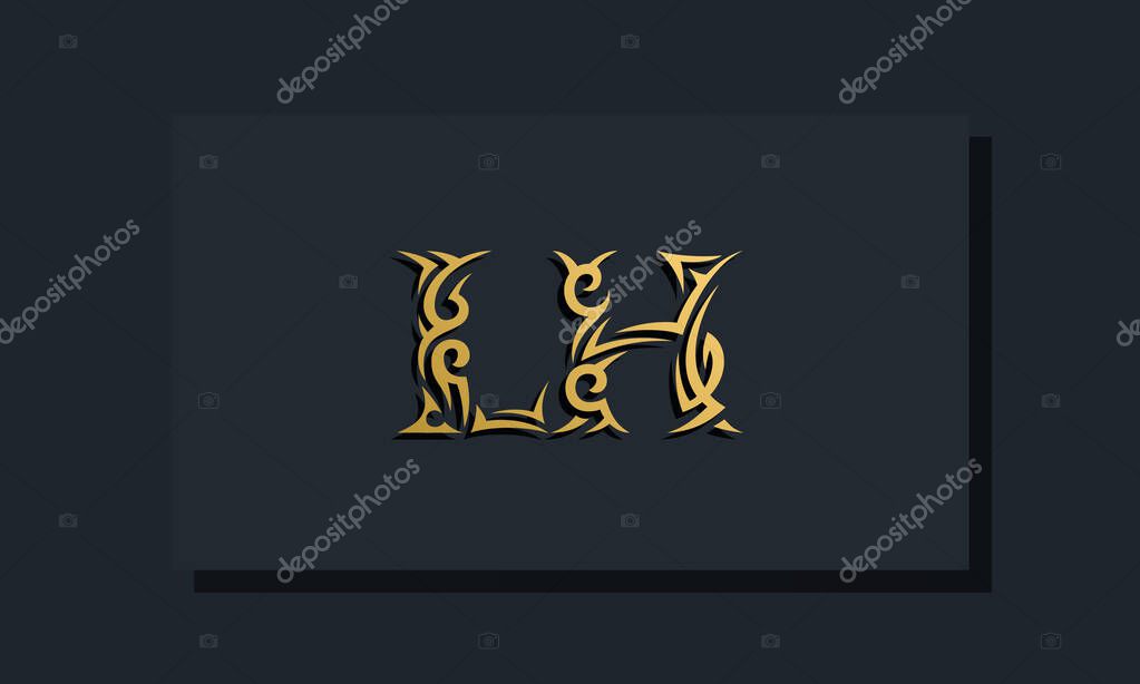 Luxury initial letters LH logo design. It will be use for Restaurant, Royalty, Boutique, Hotel, Heraldic, Jewelry, Fashion and other vector illustration