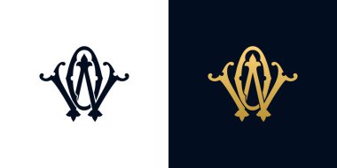 Decorative Vintage Initial letters OW monogram. Suitable for tattoo studio, salon, boutique, hotel, college, retro, interlock style
