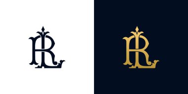 Decorative Vintage Initial letters LR monogram. Suitable for tattoo studio, salon, boutique, hotel, college, retro, interlock style