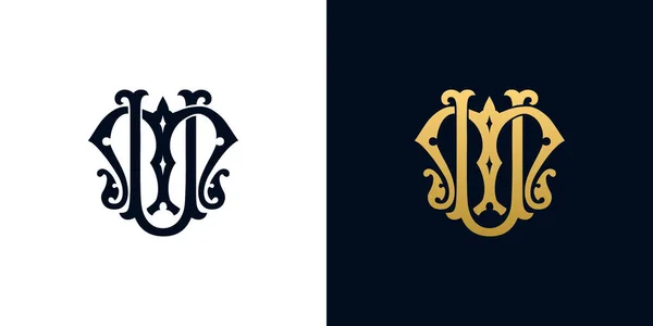 Decorative Vintage Initial Letters Monogram Suitable Tattoo Studio Salon Boutique — Image vectorielle