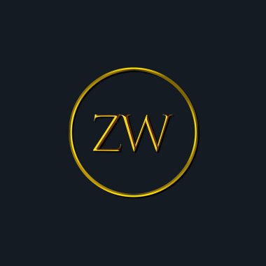 Lüks harfler ZW harfleri. Dövme stüdyosu, kuaför, butik, otel, üniversite, retro, kenetlenme tarzı için uygun