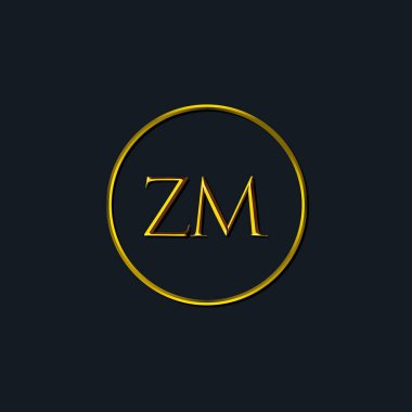 Lüks harfler ZM baş harfleri. Dövme stüdyosu, kuaför, butik, otel, üniversite, retro, kenetlenme tarzı için uygun