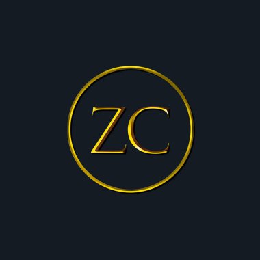 Lüks harfler ZC baş harfleri. Dövme stüdyosu, kuaför, butik, otel, üniversite, retro, kenetlenme tarzı için uygun