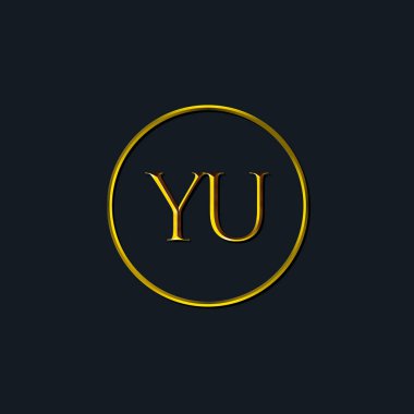 Lüks harfler. YU harfleri. Dövme stüdyosu, kuaför, butik, otel, üniversite, retro, kenetlenme tarzı için uygun