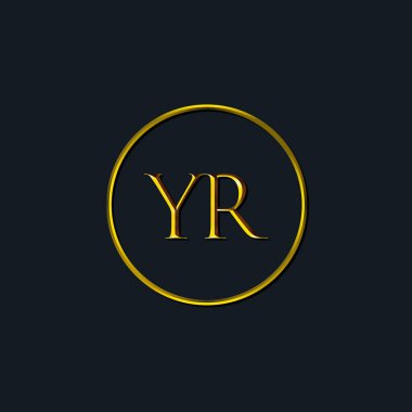 Lüks harfler, YR harfleri. Dövme stüdyosu, kuaför, butik, otel, üniversite, retro, kenetlenme tarzı için uygun