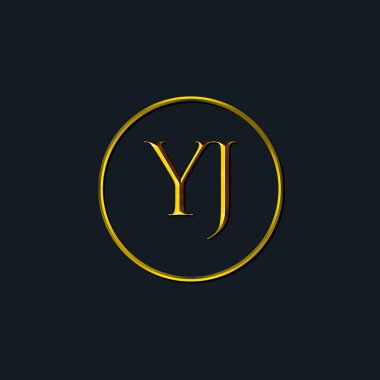 Lüks harfler, YJ harfleri. Dövme stüdyosu, kuaför, butik, otel, üniversite, retro, kenetlenme tarzı için uygun