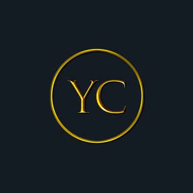 Lüks harfler, YC harfleri. Dövme stüdyosu, kuaför, butik, otel, üniversite, retro, kenetlenme tarzı için uygun