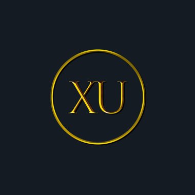 Lüks harfler XU baş harfleri. Dövme stüdyosu, kuaför, butik, otel, üniversite, retro, kenetlenme tarzı için uygun