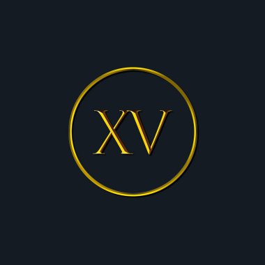 Lüks harfler XV harfleri. Dövme stüdyosu, kuaför, butik, otel, üniversite, retro, kenetlenme tarzı için uygun