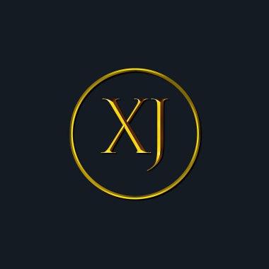 Lüks harfler XJ baş harfleri. Dövme stüdyosu, kuaför, butik, otel, üniversite, retro, kenetlenme tarzı için uygun