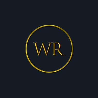 Lüks harfler WR baş harfleri. Dövme stüdyosu, kuaför, butik, otel, üniversite, retro, kenetlenme tarzı için uygun