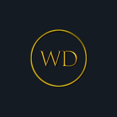 Lüks harfler WD monogram. Dövme stüdyosu, kuaför, butik, otel, üniversite, retro, kenetlenme tarzı için uygun