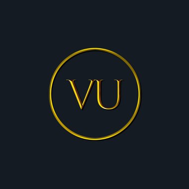 Lüks harfler VU monogramı. Dövme stüdyosu, kuaför, butik, otel, üniversite, retro, kenetlenme tarzı için uygun