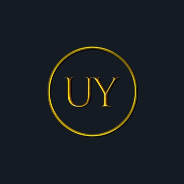 Lüks harfler UY monogramı. Dövme stüdyosu, kuaför, butik, otel, üniversite, retro, kenetlenme tarzı için uygun