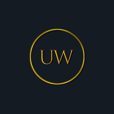Lüks Baş harfler UW monogram. Dövme stüdyosu, kuaför, butik, otel, üniversite, retro, kenetlenme tarzı için uygun