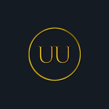 Lüks harfler UU monogramı. Dövme stüdyosu, kuaför, butik, otel, üniversite, retro, kenetlenme tarzı için uygun