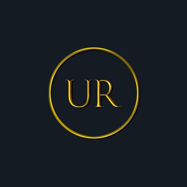 Lüks Baş harfler UR monogram. Dövme stüdyosu, kuaför, butik, otel, üniversite, retro, kenetlenme tarzı için uygun