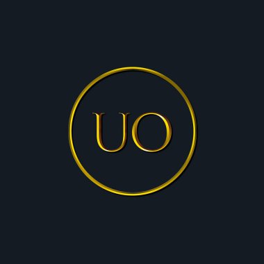 Lüks harfler UO monogramı. Dövme stüdyosu, kuaför, butik, otel, üniversite, retro, kenetlenme tarzı için uygun