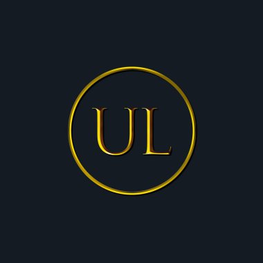 Lüks harfler UL monogramı. Dövme stüdyosu, kuaför, butik, otel, üniversite, retro, kenetlenme tarzı için uygun