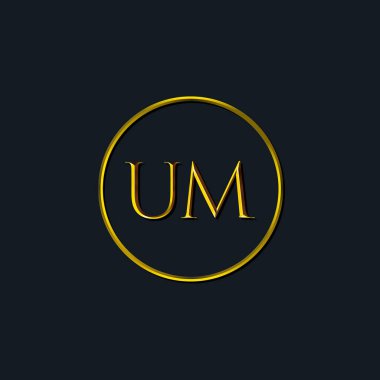 Lüks harfler UM monogram. Dövme stüdyosu, kuaför, butik, otel, üniversite, retro, kenetlenme tarzı için uygun