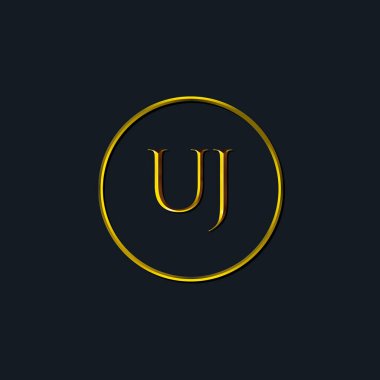 Lüks harfler UJ baş harfleri. Dövme stüdyosu, kuaför, butik, otel, üniversite, retro, kenetlenme tarzı için uygun