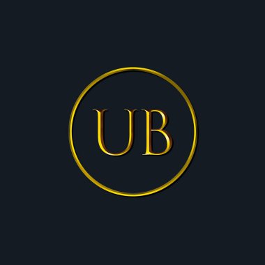 Lüks harfler UB monogramı. Dövme stüdyosu, kuaför, butik, otel, üniversite, retro, kenetlenme tarzı için uygun