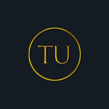 Lüks harfler TU monogramı. Dövme stüdyosu, kuaför, butik, otel, üniversite, retro, kenetlenme tarzı için uygun