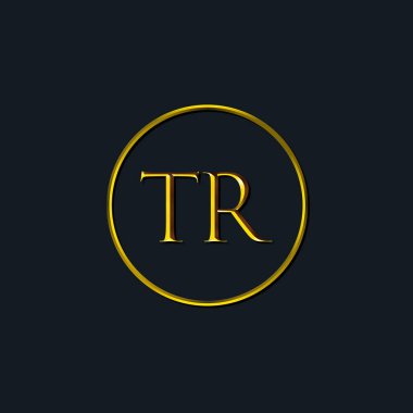 Lüks harfler TR monogramı. Dövme stüdyosu, kuaför, butik, otel, üniversite, retro, kenetlenme tarzı için uygun