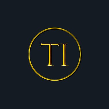 Lüks harfler TI monogramı. Dövme stüdyosu, kuaför, butik, otel, üniversite, retro, kenetlenme tarzı için uygun