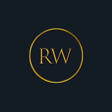 Lüks harfler RW harfleri. Dövme stüdyosu, kuaför, butik, otel, üniversite, retro, kenetlenme tarzı için uygun