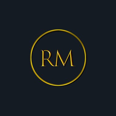 Lüks harfler RM harfleri. Dövme stüdyosu, kuaför, butik, otel, üniversite, retro, kenetlenme tarzı için uygun