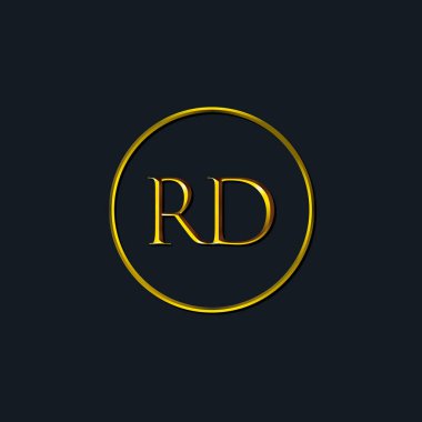 Lüks harfler RD monogramı. Dövme stüdyosu, kuaför, butik, otel, üniversite, retro, kenetlenme tarzı için uygun
