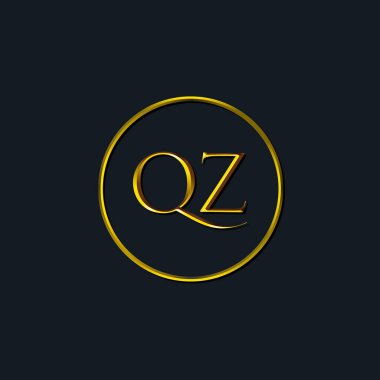 Lüks harfler QZ baş harfleri. Dövme stüdyosu, kuaför, butik, otel, üniversite, retro, kenetlenme tarzı için uygun