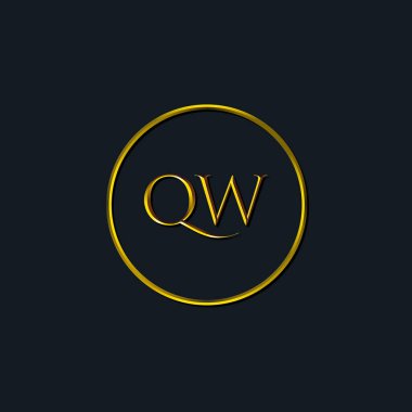 Lüks harfler, QW harfleri. Dövme stüdyosu, kuaför, butik, otel, üniversite, retro, kenetlenme tarzı için uygun