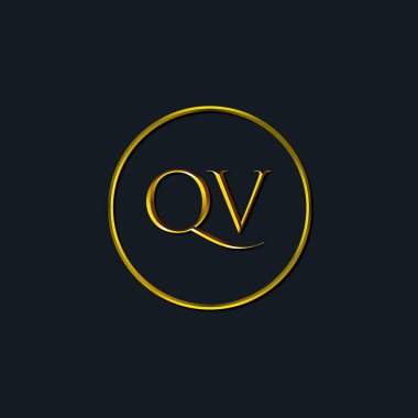 Lüks harfler QV baş harfleri. Dövme stüdyosu, kuaför, butik, otel, üniversite, retro, kenetlenme tarzı için uygun