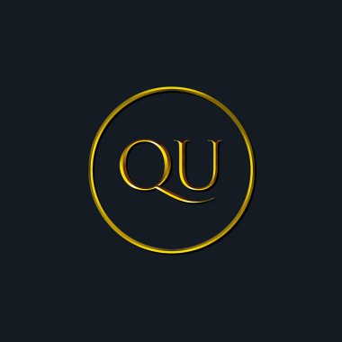 Lüks harfler QU monogramı. Dövme stüdyosu, kuaför, butik, otel, üniversite, retro, kenetlenme tarzı için uygun