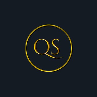 Lüks harfler QS baş harfleri. Dövme stüdyosu, kuaför, butik, otel, üniversite, retro, kenetlenme tarzı için uygun