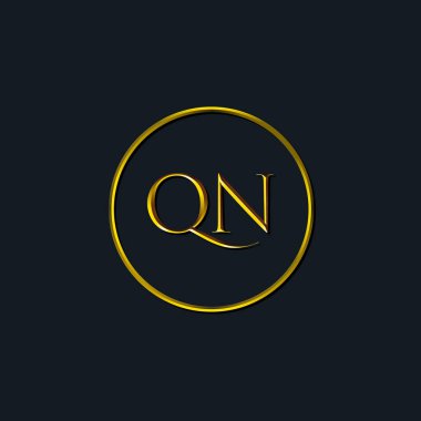 Lüks harfler QN baş harfleri. Dövme stüdyosu, kuaför, butik, otel, üniversite, retro, kenetlenme tarzı için uygun