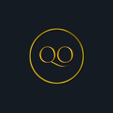 Lüks Baş harfler QO baş harfleri. Dövme stüdyosu, kuaför, butik, otel, üniversite, retro, kenetlenme tarzı için uygun