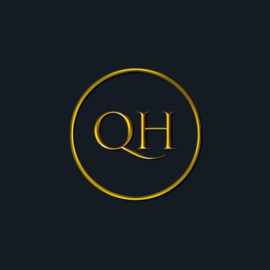 Lüks harfler, QH harfleri. Dövme stüdyosu, kuaför, butik, otel, üniversite, retro, kenetlenme tarzı için uygun