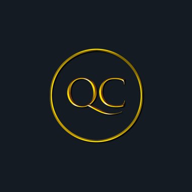Lüks harfler QC baş harfleri. Dövme stüdyosu, kuaför, butik, otel, üniversite, retro, kenetlenme tarzı için uygun