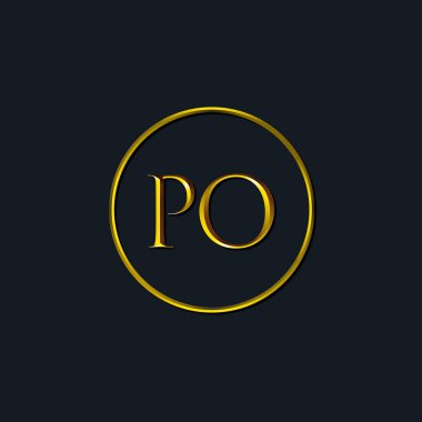 Lüks Baş harfler PO monogramı. Dövme stüdyosu, kuaför, butik, otel, üniversite, retro, kenetlenme tarzı için uygun