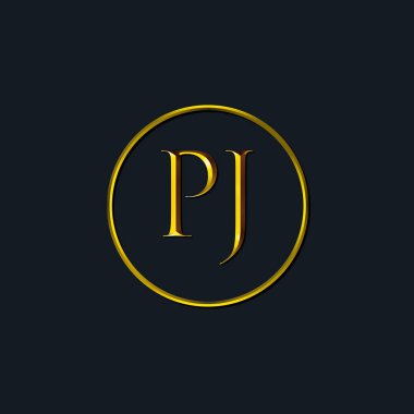 Lüks harfler. PJ harfleri. Dövme stüdyosu, kuaför, butik, otel, üniversite, retro, kenetlenme tarzı için uygun