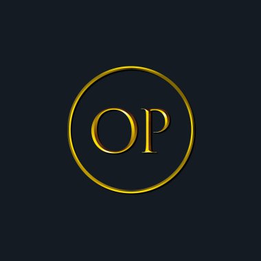 Lüks harfler OP monogramı. Dövme stüdyosu, kuaför, butik, otel, üniversite, retro, kenetlenme tarzı için uygun