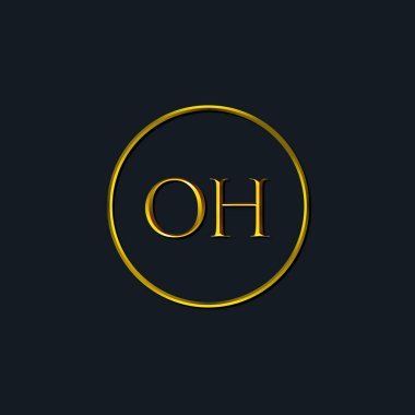 Lüks harfler OH baş harfleri. Dövme stüdyosu, kuaför, butik, otel, üniversite, retro, kenetlenme tarzı için uygun